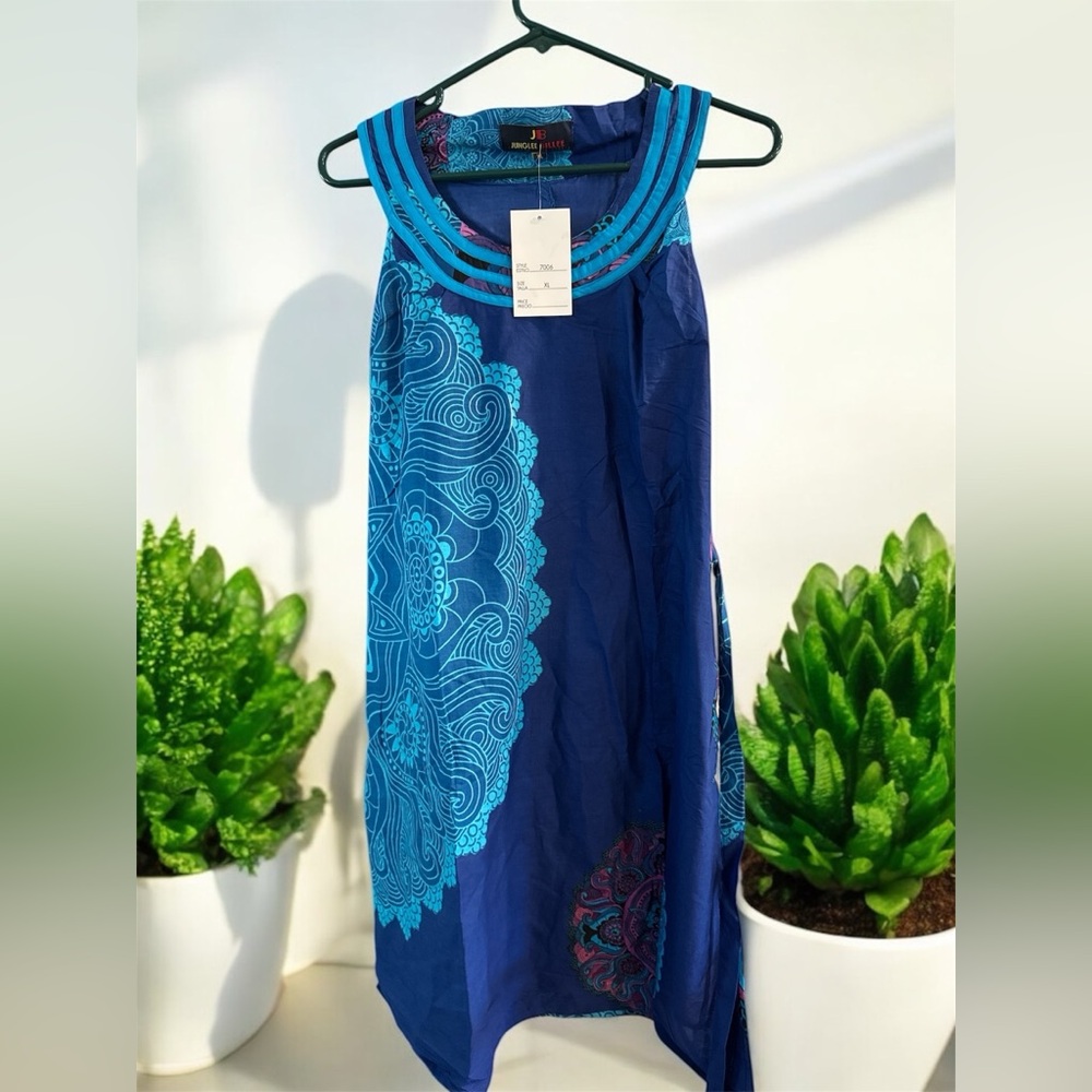 Blue Patterned‎ Boho Sleeveless Dress size S